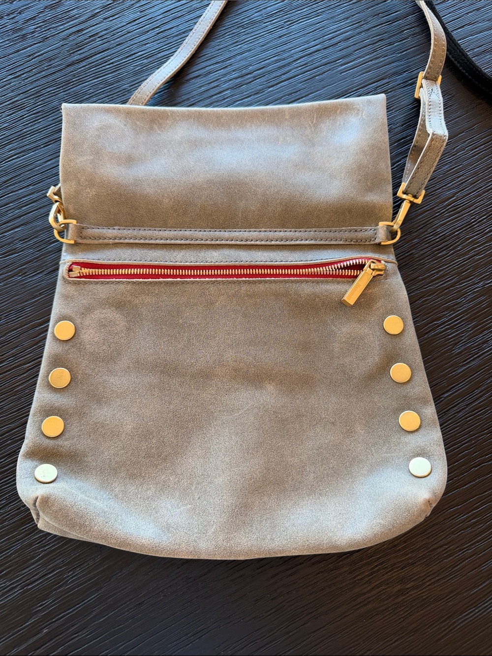 Hammitt Suede Crossbody Bag with Red Zip Detail - Picture 3 of 8